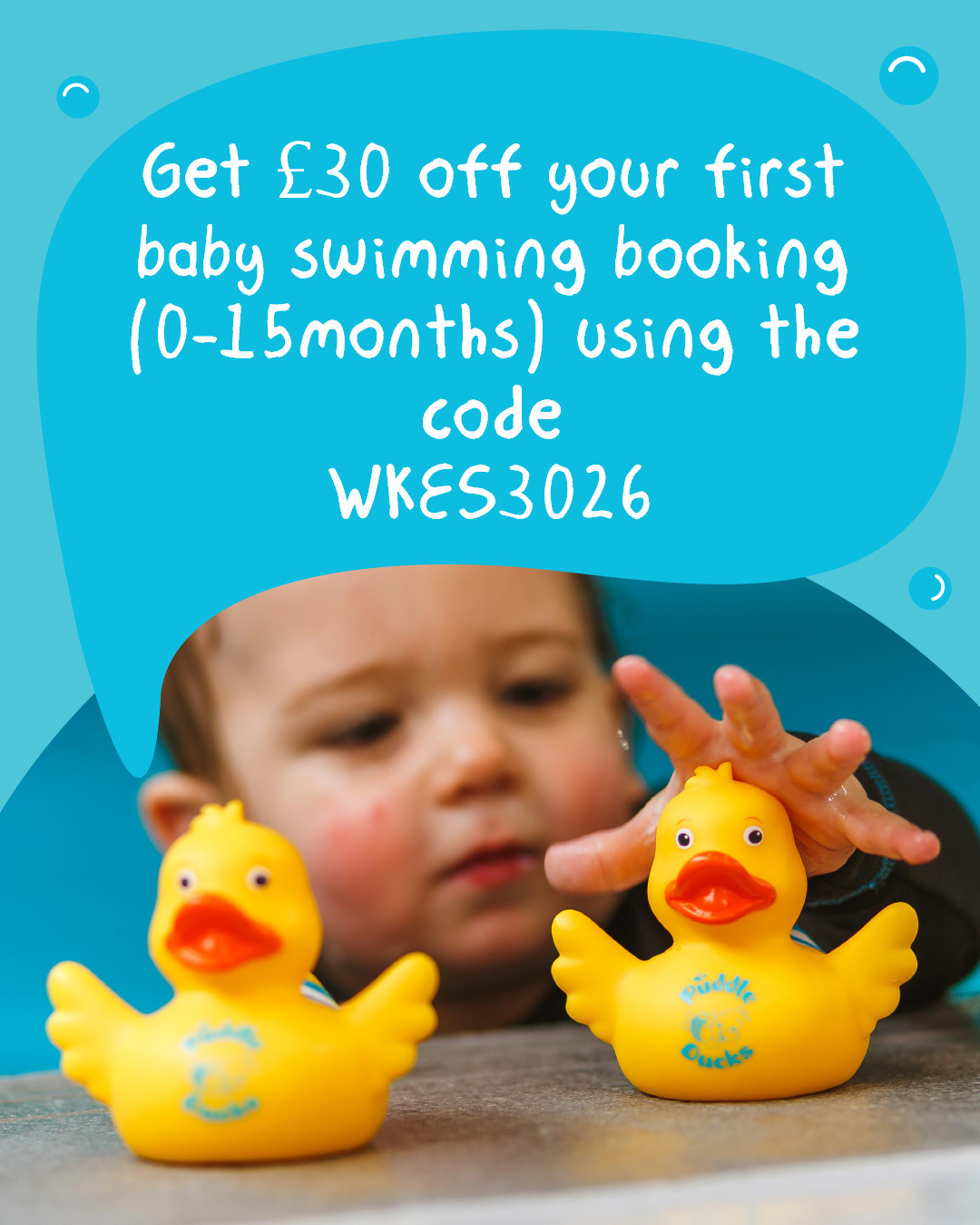 Special offer for baby swimming lessons at Puddle Ducks
